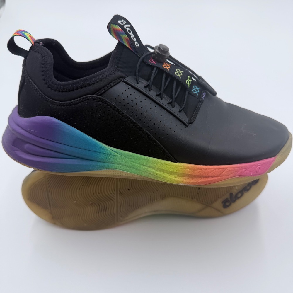 Clove Womens 9.5 Nursing Shoes Black Rainbow Pride Healthcare Sneakers CL001